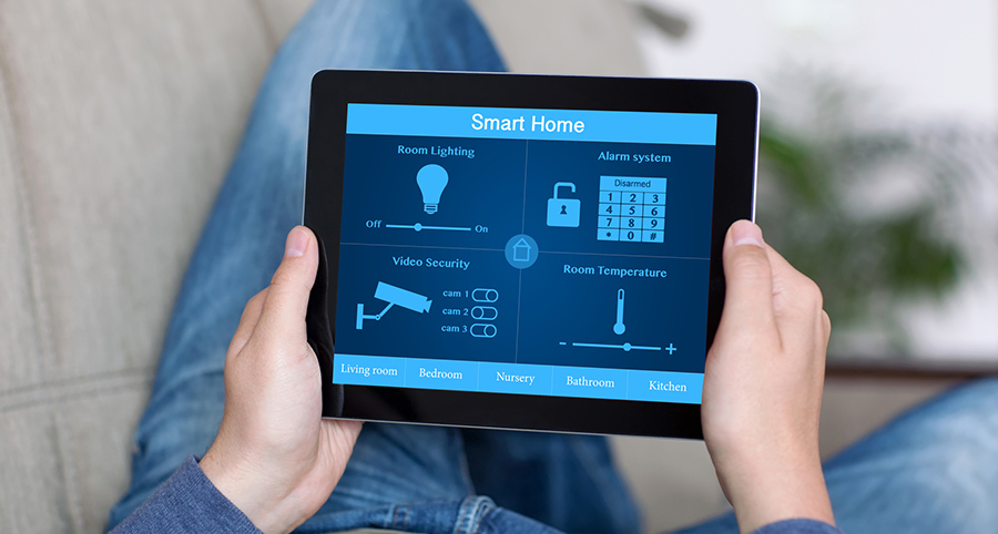 The ability to access and control security components from a mobile device is one of the top smart home trends in Topeka. Close-up of smart home security app.